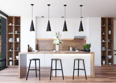 cuisine clanche et ton bois avec peinture lessivable